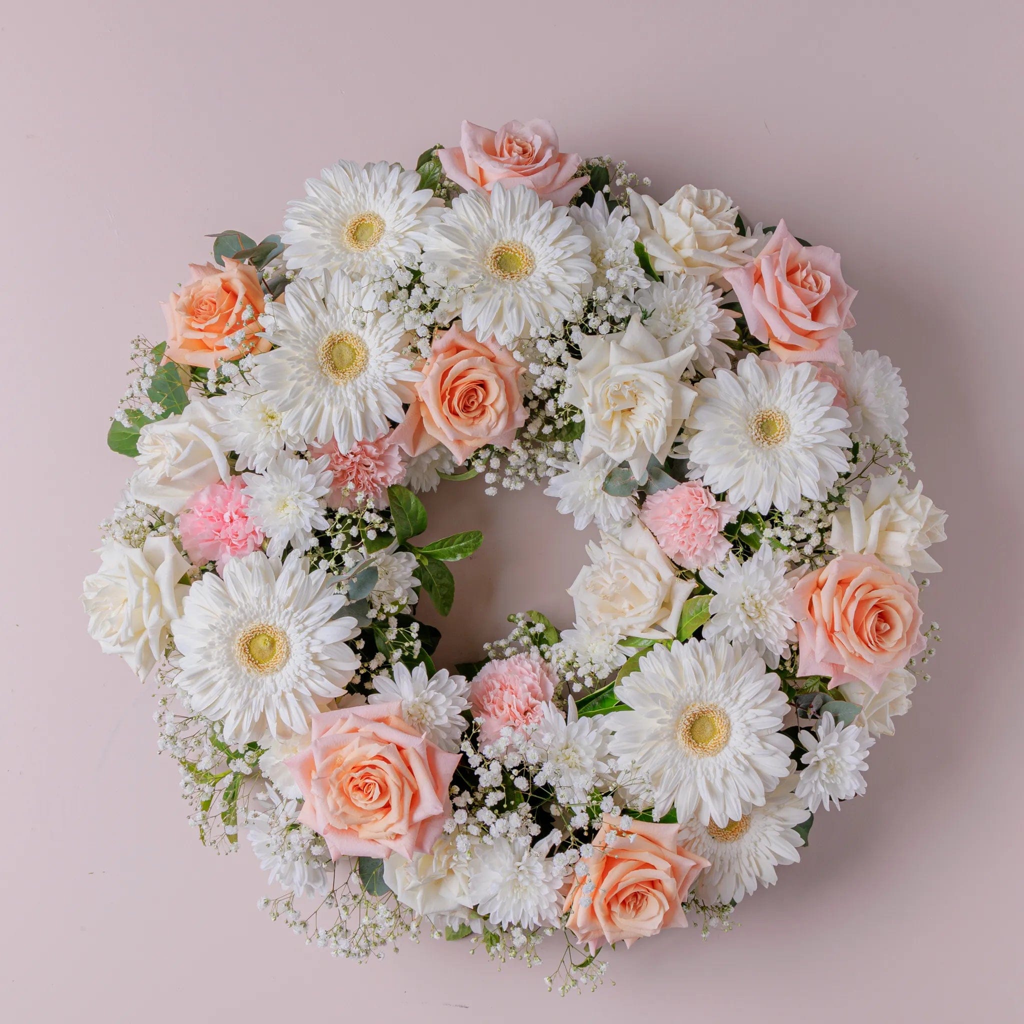 Solace in Serenity Wreath 1 Solace in Serenity Wreath - Funeral Flowers with Roses & Chrysanthemums