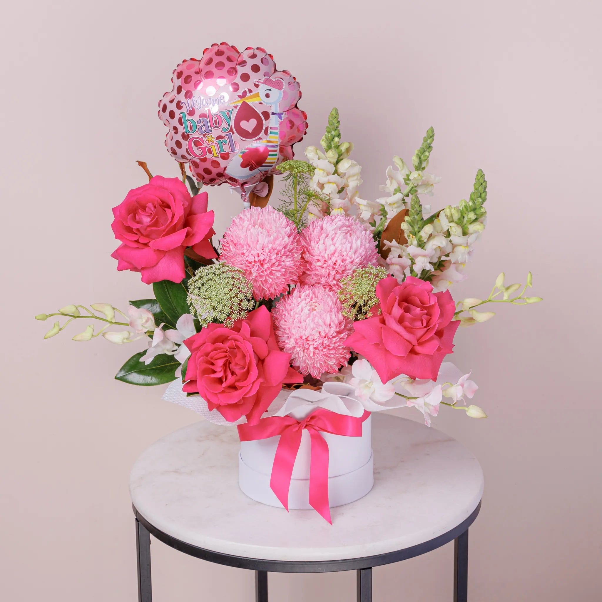 Welcome Little One: Hatbox Gift 1 Welcome Little One Hatbox Gift - With Balloon for Newborn occasion