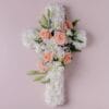 Send White Serenity Cross: Funeral Flowers Melbourne
