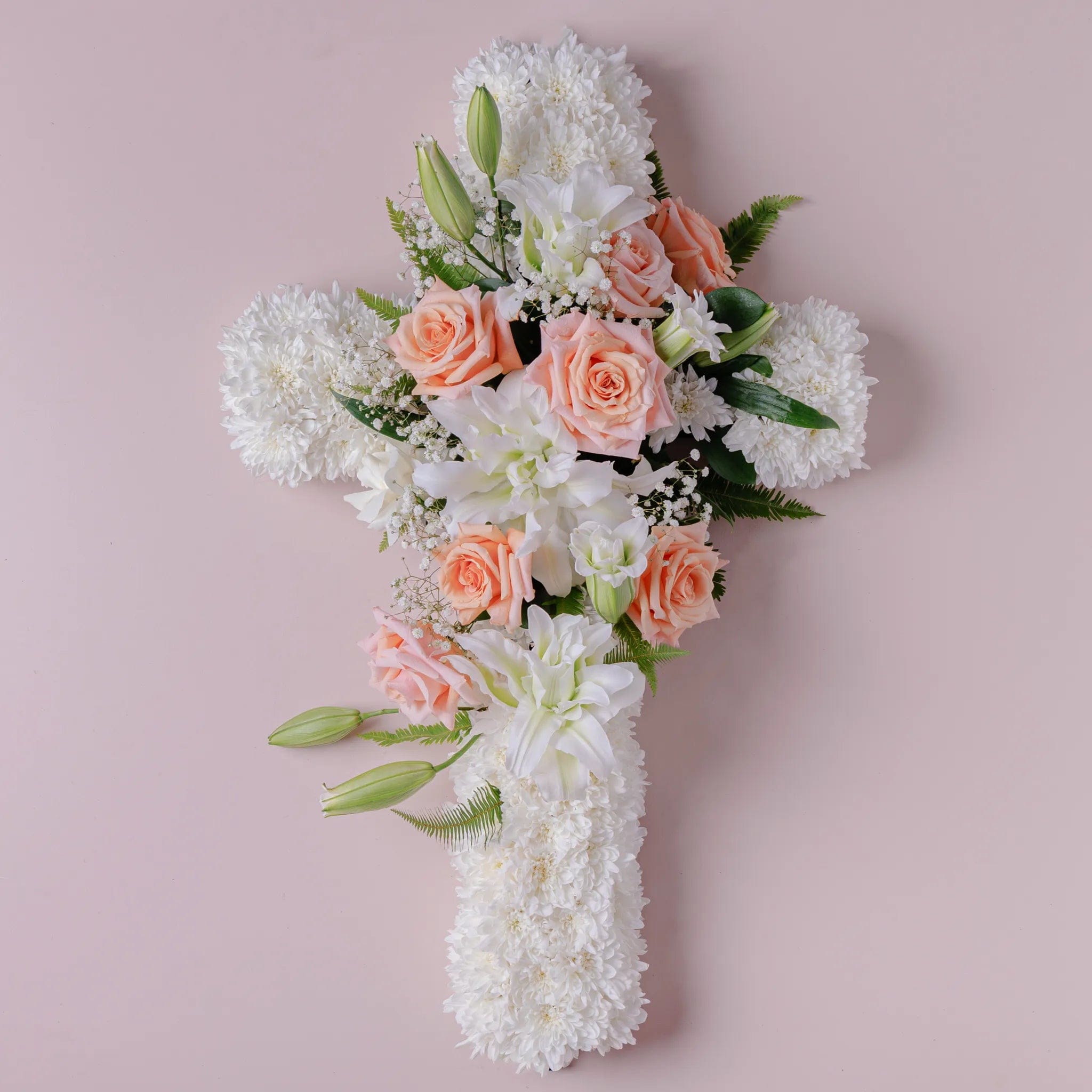 White Serenity Cross 1 Send White Serenity Cross: Funeral Flowers Melbourne